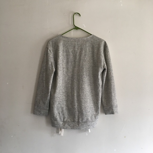 Into Gray Vneck Braided Sweater - Picture 3 of 4